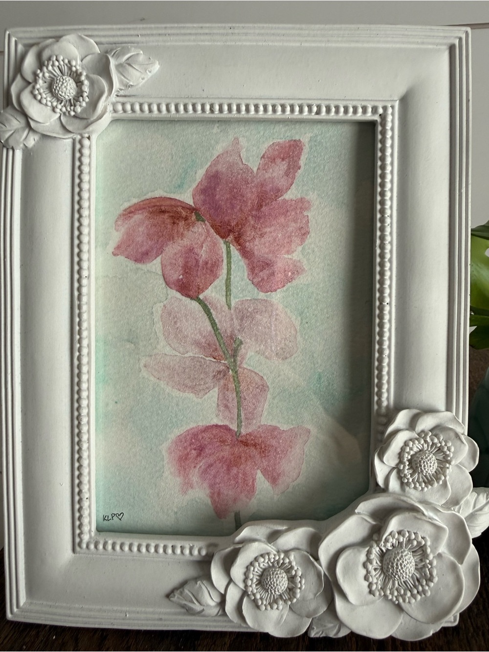 Handcrafted Watercolor original in 4x6 white frame - Picture 3 of 5